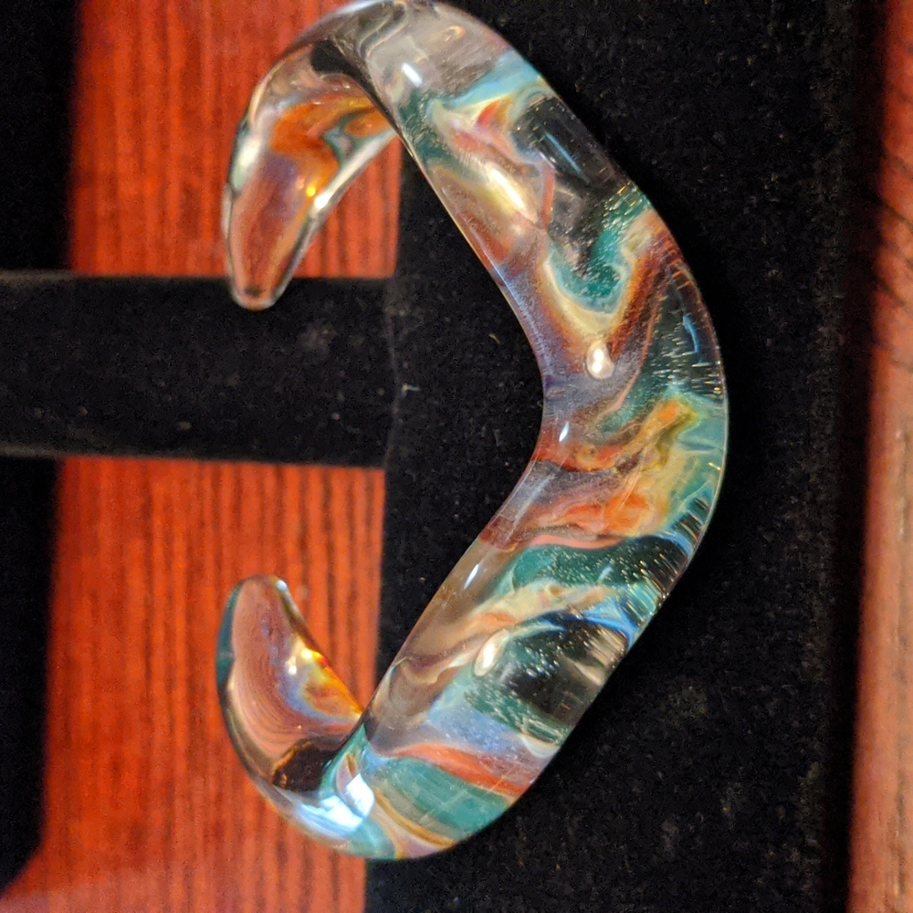 White Sculptural Bracelet with Organic Inlay
